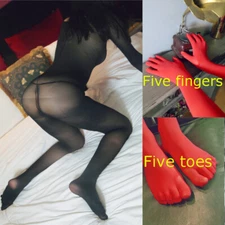 Unisex 3D Velvet Transparent Full Bodystocking Bodysuit with 5 fingers and toes