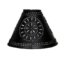 Black Punched Tin Pinwheel Lamp Shade, Clips on Standard Light Bulb, 4 x 9x 6 In