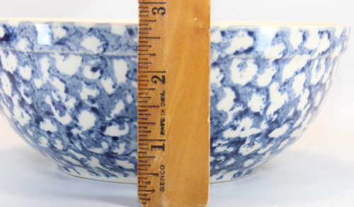 Gibson Housewares Medium Bowl 7" - Blue White Sponge Pattern rim lip - Picture 9 of 13