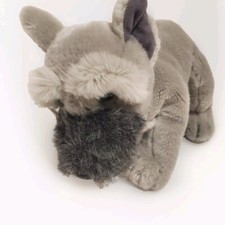 Russ Berrie Schnauzer Realistic 10  Plush Gray Puppy Dog Stuffed Animal Toy Soft
