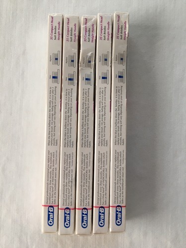 Vtg Oral B 35 Soft Straight Toothbrush Lot of 5 Indicator Bristles 1993 New Pack - Picture 8 of 8