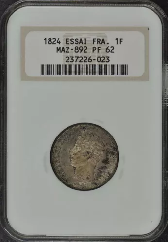 1824 ESSAI FRANCE 1F Maz-892 NGC PF62 Top Pop