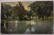 Lagoon Springhill Cemetery Danville Illinois Divided Back Postcard 1916