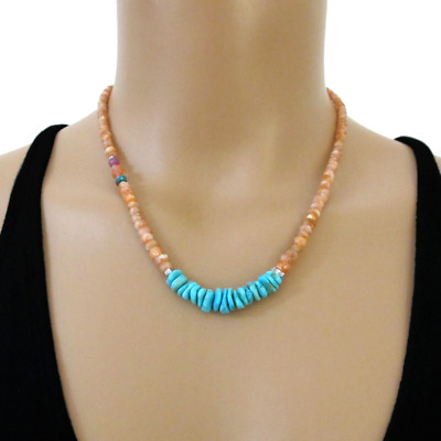 djs Sundance Sunstone Turquoise Ruby Sterling Silver Boho Necklace Lk Catalog