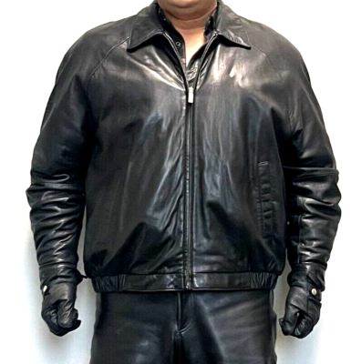 J Park Collection Black Lambskin Leather Bomber Jacket size XXL | eBay