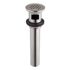 Brushed Nickel Grid Drain Strainer Assembly Overflow Bathroom Sink P.O. Plug