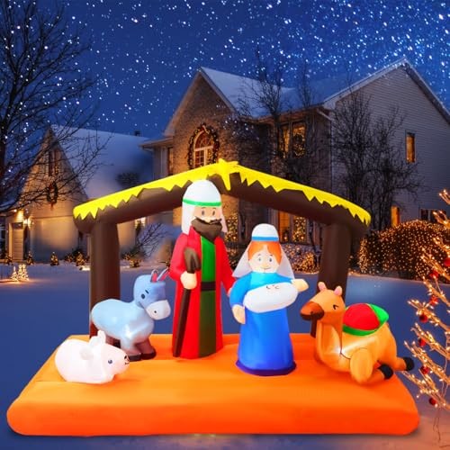 8 FT Christmas Inflatable Nativity Scene with Baby Birth of Jesus Inflatable - Bild 6 von 7