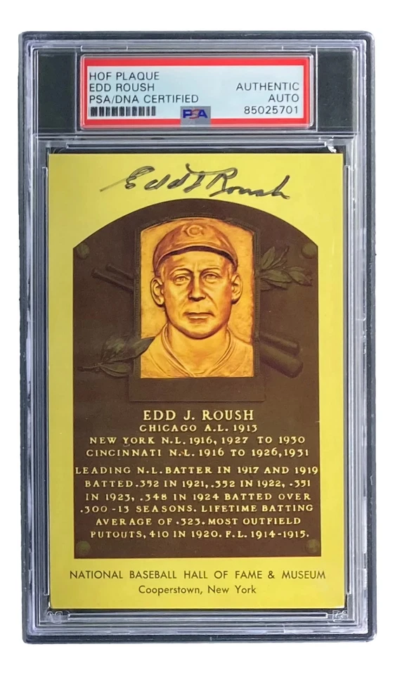 Edd Roush Signed 4x6 Chicago White Sox HOF Plaque Card PSA/DNA 85025701 - Image 3 of 3