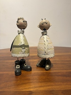 Jullar BIF Metal Elderly Couple Figurines 7  Grandma Grandpa Hand Painted