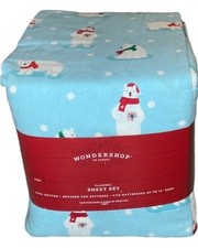 Wondershop Polar Bear Size Full Flannel Sheet Set 4 Pc Blue White