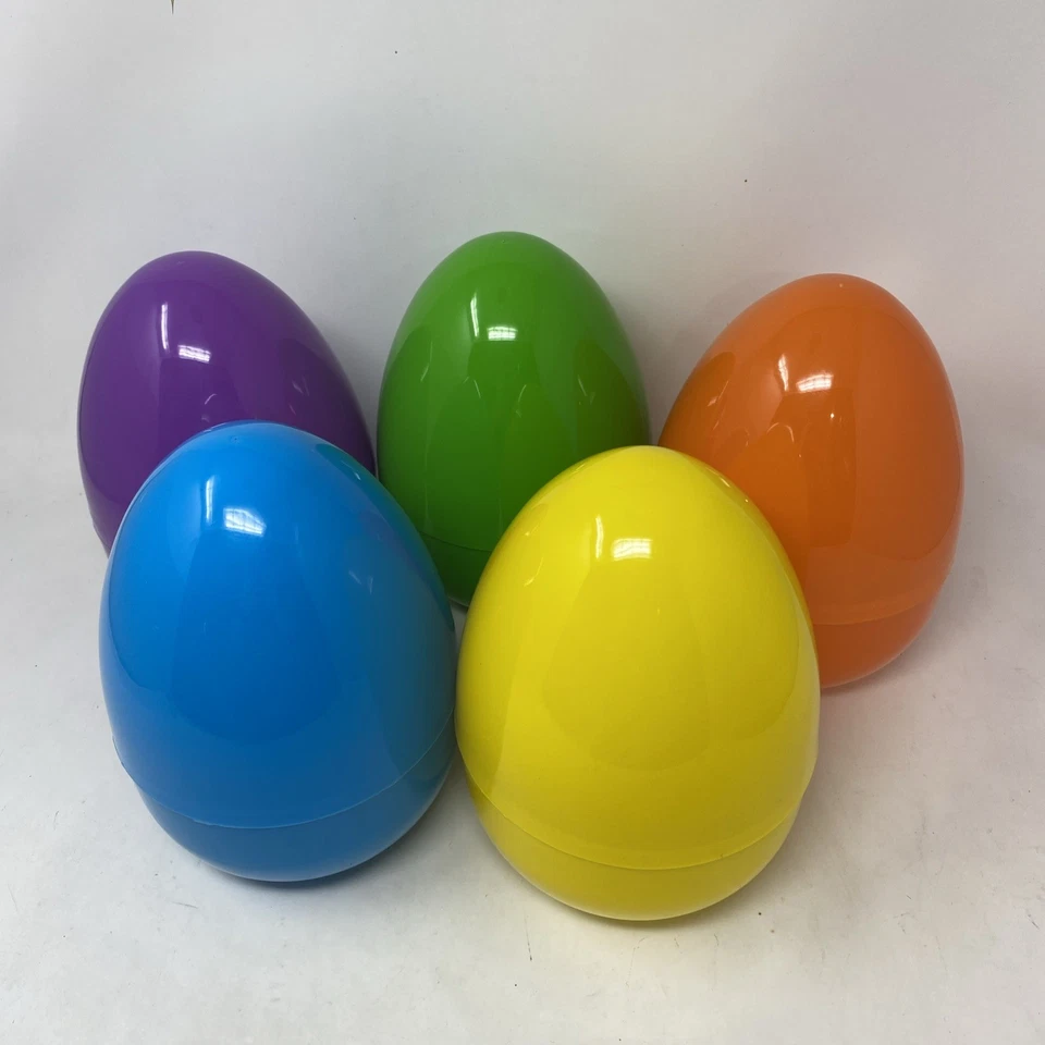 5 PCS Jumbo Easter Eggs 8” Large Solid Color Fillable 2 Piece Snap Together - Image 2 of 4