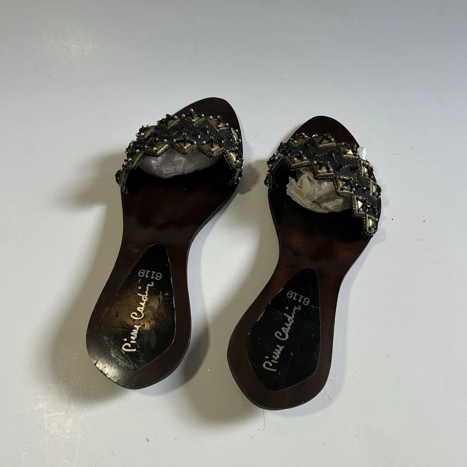 Sandalias sin cordones Pier Cardin 6119 negras con estrás tachonadas de gelatina talla 6 Foto 4 de 4