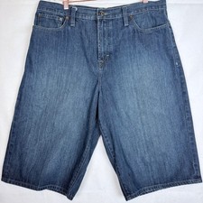 Vintage Y2K Sean John Mens 38 Baggy Denim Jorts Hong Kong Graphic Pocket Shorts