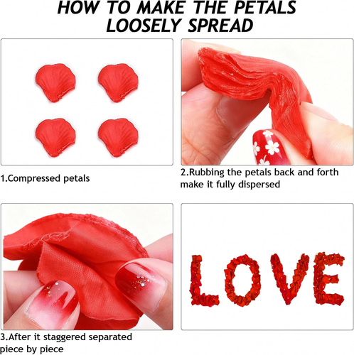 Valentines Day Decorations 1000 Pcs Rose Petals 24 Pcs LED Heart Candles Decor - Picture 4 of 12