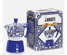 Bialetti Dolce & Gabbana Moka Express Caffettiera Espresso 3 Tazze Blu/Bianco