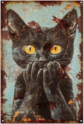 Vintage Tin Metal Signs Home Décor Print Poster Art Retro Cat Antics Artwork F