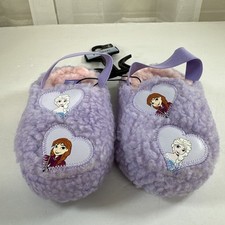 Disney Frozen Purple Slip On Slippers Back-Strap, Toddler Girls 7-8 New