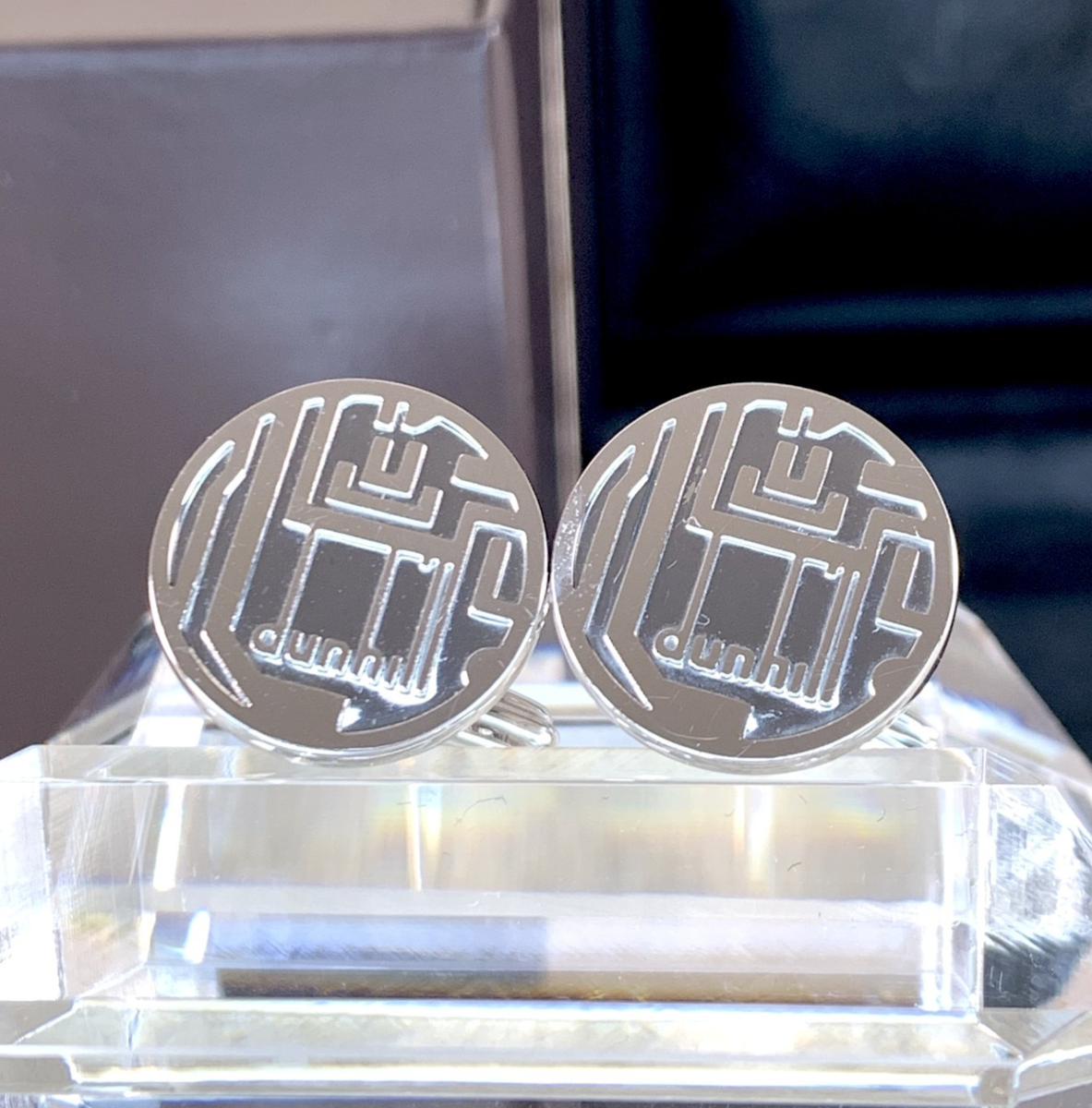 ALFRED DUNHILL カフス　SILVER925 STEEL Vintage Alfred Dunhill Round Logo Cufflinks Sterling Silver 925