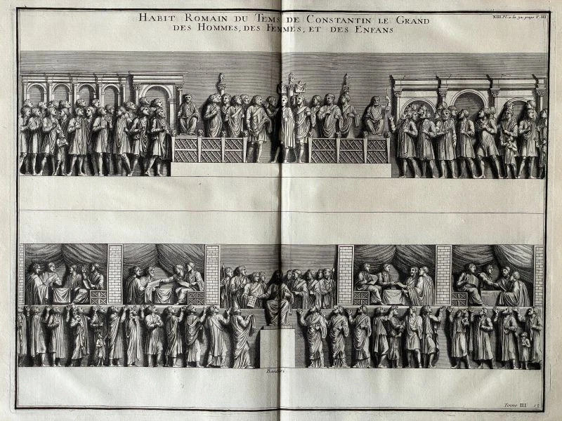 Habit Romain du Tems de Constantin le Grand Kupferstich Montfaucon Tome III 1722 - Bild 2 von 4