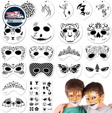 24 plantillas reutilizables para pintura facial, plantillas de arte facial