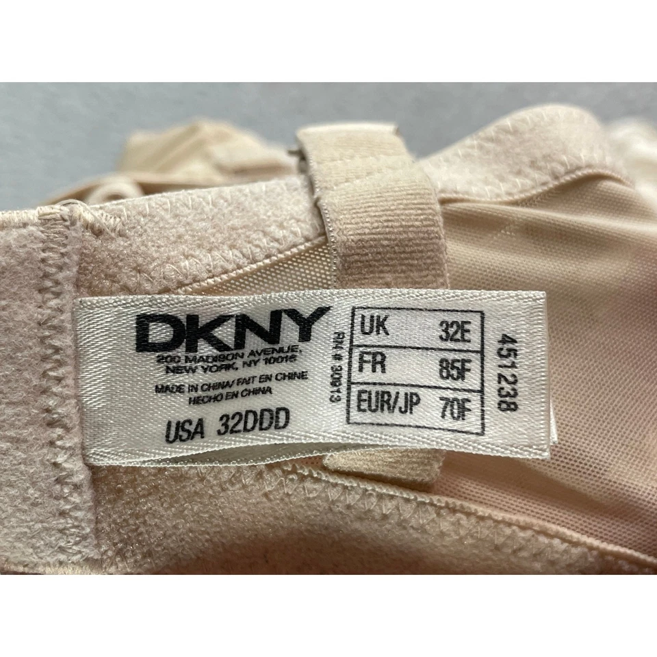 Sujetador DKNY 32DDD para mujer color beige tostado desnudo con aros encaje sin forro 451238 RN#30913 Foto 2 de 4