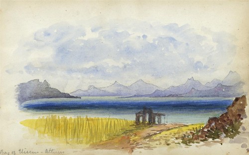 Lycabettus Hill Athens Greece Antique Watercolour Painting 19th Century - Picture 5 of 6