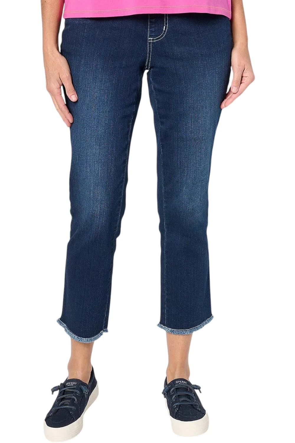 Belle by Kim Gravel Women's TripleLuxe Sailor Crop Pants Dark Indigo