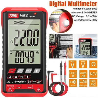 Digital Multimeter Voltmeter AC DC Volt Ohmmeter Tester Meter Auto Range w/Light - Image 1 of 4