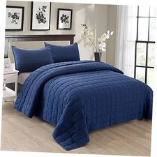 Quilts Twin Size Bedding Sets Twin/Twin XL 66" x 90" Navy Squares Pattern 