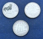 1953, 1958  and 1959  Canada 80% Silver Dimes