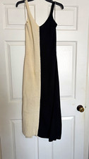 Zimmermann Black Ivory Colorblock Knit Crochet Slip Midi Dress Size 3
