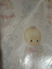 Vtg Hallmark Precious Moments Girl Pink Gift Wrap 2 sheets 1996 USA Made Craft