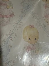 Vtg Hallmark Precious Moments Girl Pink Gift Wrap 2 sheets 1996 USA Made Craft
