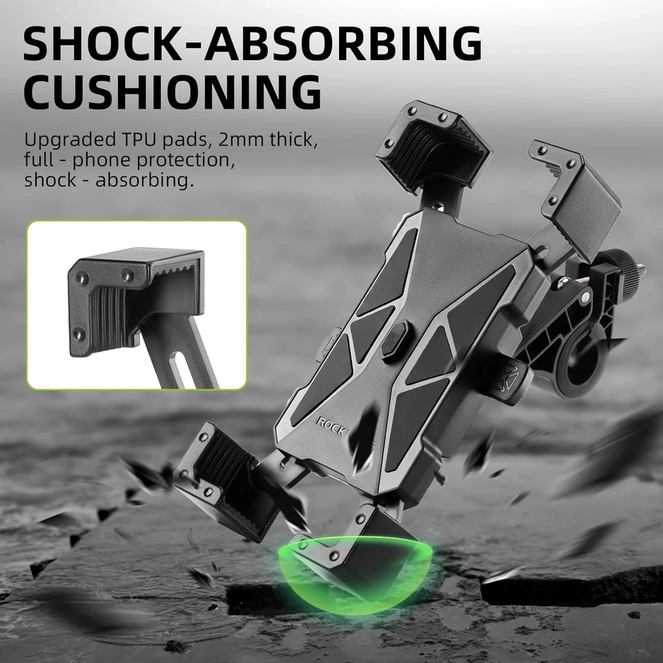 ROCKBROS Bike Phone Holder,Motorcycle AntiShake Mount,360°Adjustable 4.5-7"Phone - Image 3 of 4