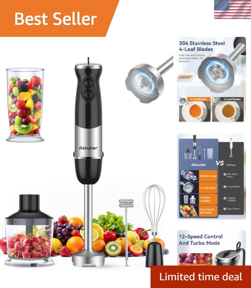 1000W 5-in-1 Immersion Blender Set with 12 Speed, Whisk, Cho
