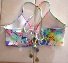 Luli Fama L Cross Back Lace Up Tie Underwire Cut Out Bikini Top