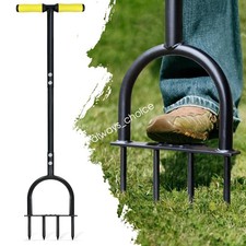 T-Handle Lawn Aerator w/ 4 Spikes, Manual Aerator Lawn Tool, Metal Grass Aerator