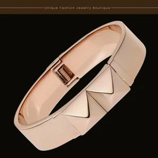 18K Rose Gold Plated Michael Kors Hinged Bangle Bracelet Pyramid Signed NWT $125