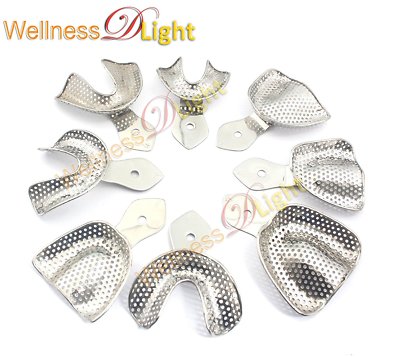 Dental Impression Tray Full Denture Perforated Set Of 8 S, M, L, XL