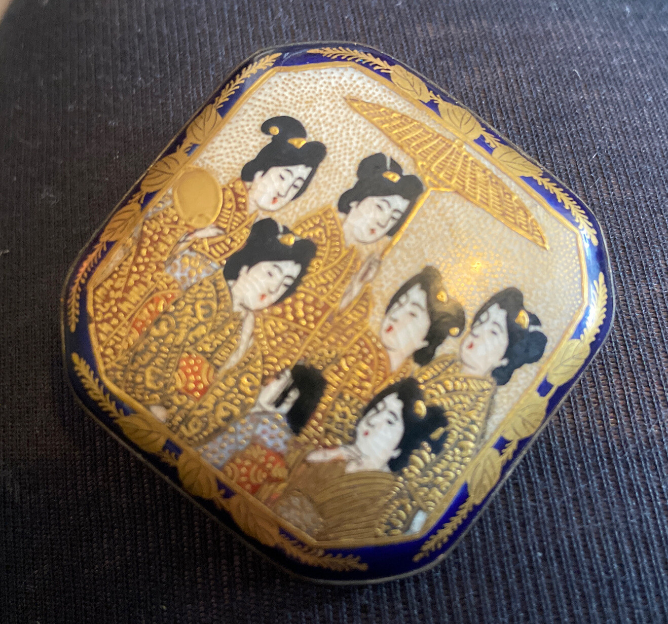 "ANTIQUE MEJI ERA HALLMARK SILVER SATSUMA 1 PC RARE … Gem