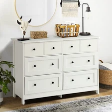 8 Drawer Dresser for Bedroom, Wood Chest of Drawers with Smooth Metal Rail