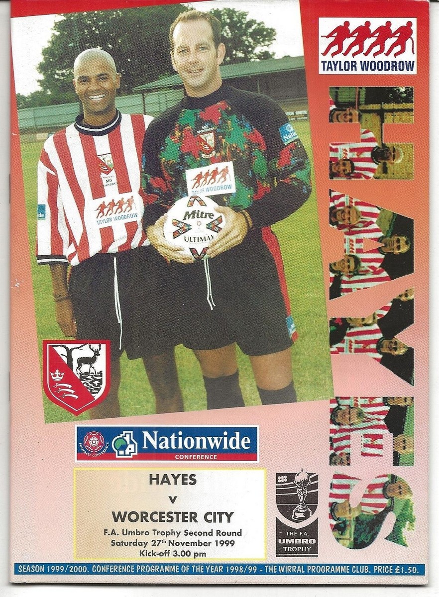 Football Programme HAYES v WORCESTER CITY Nov 1999 UK