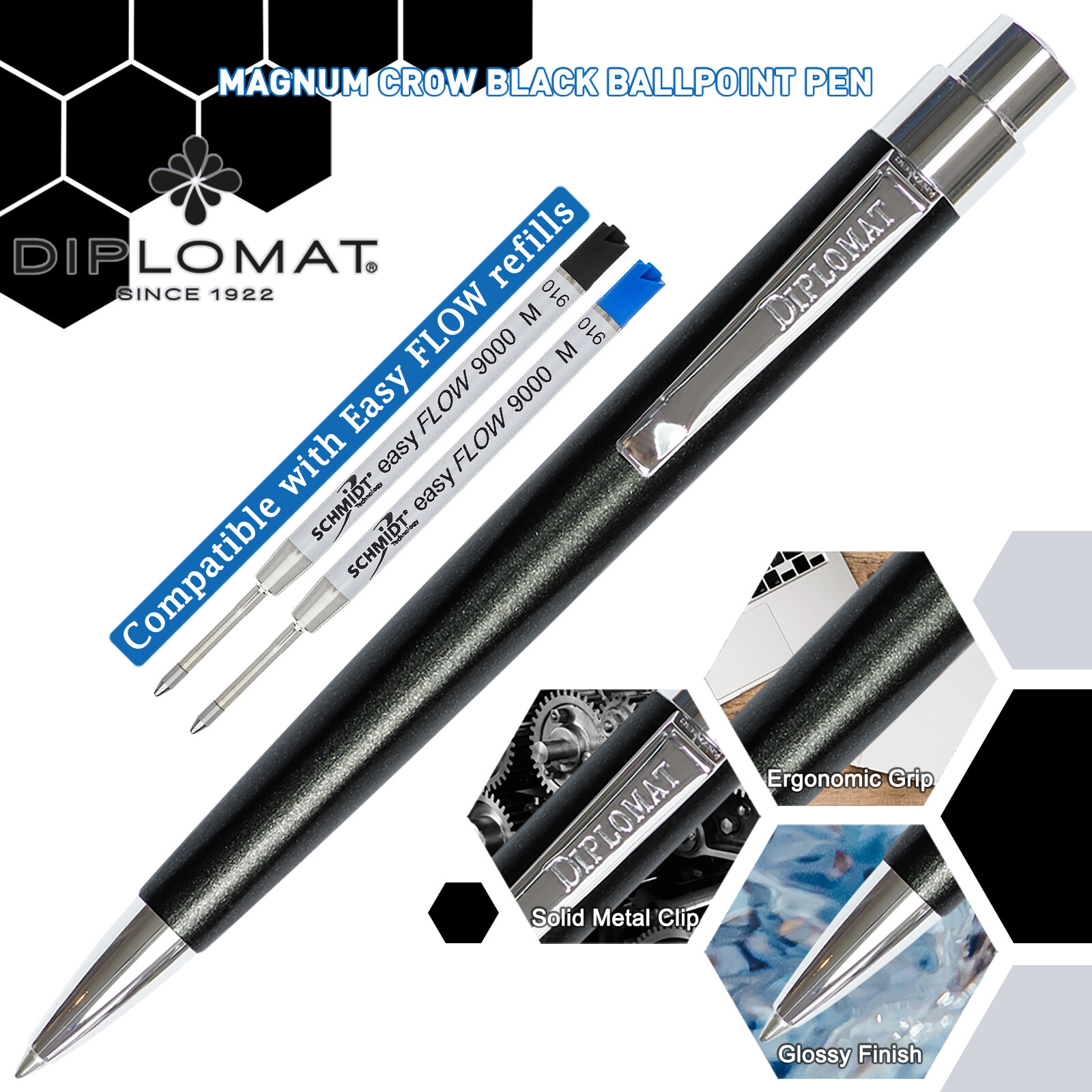 Diplomat Magnum Ball Point Pen – Crow Black