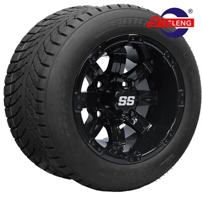 GOLF CART 10'' BLACK TEMPEST WHEELS/RIMS and 205/50-10 DOT LOW PROFILE TIRES(4)