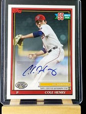 Cole Henry 2021 Topps 1st Pro Debut Auto Card #PD-155 Washington Nationals