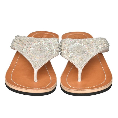 Lestarie Damen Sandale, Leder handgefertigt, Flipflops, Pailletten Zehentrenner - Bild 18 von 22