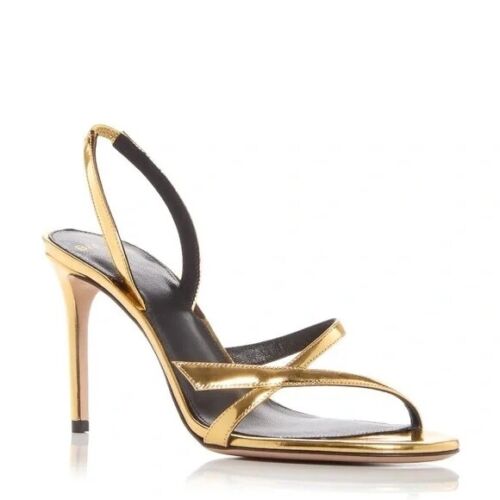 Alexandre Birman Women's Tita 85 Metallic Gold Leather Heels EU Size 39