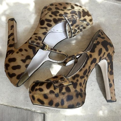 Miu Miu Women's Round Toe Mary Jane Pumps Leopard Size 36 Used From Japan - Picture 4 of 8