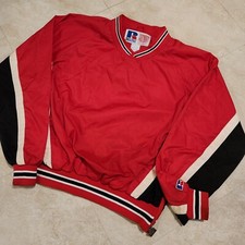 VTG 90s Russell Athletic Lightweight Windbreaker Mens L Large Blank Pullover Red