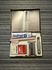 Gillette travel safety razor And Toothbrush  vintage In Case